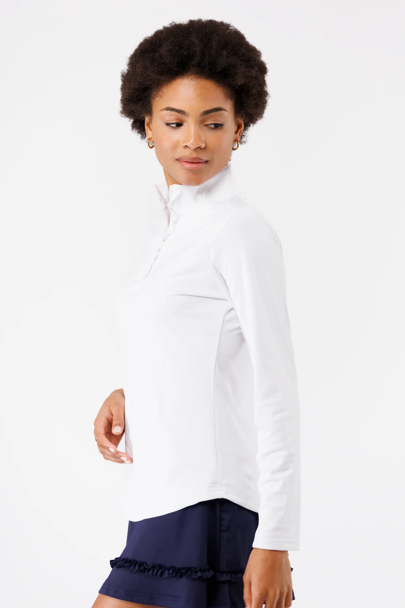 Ava Ruffle Quarter Zip - White - Image 5