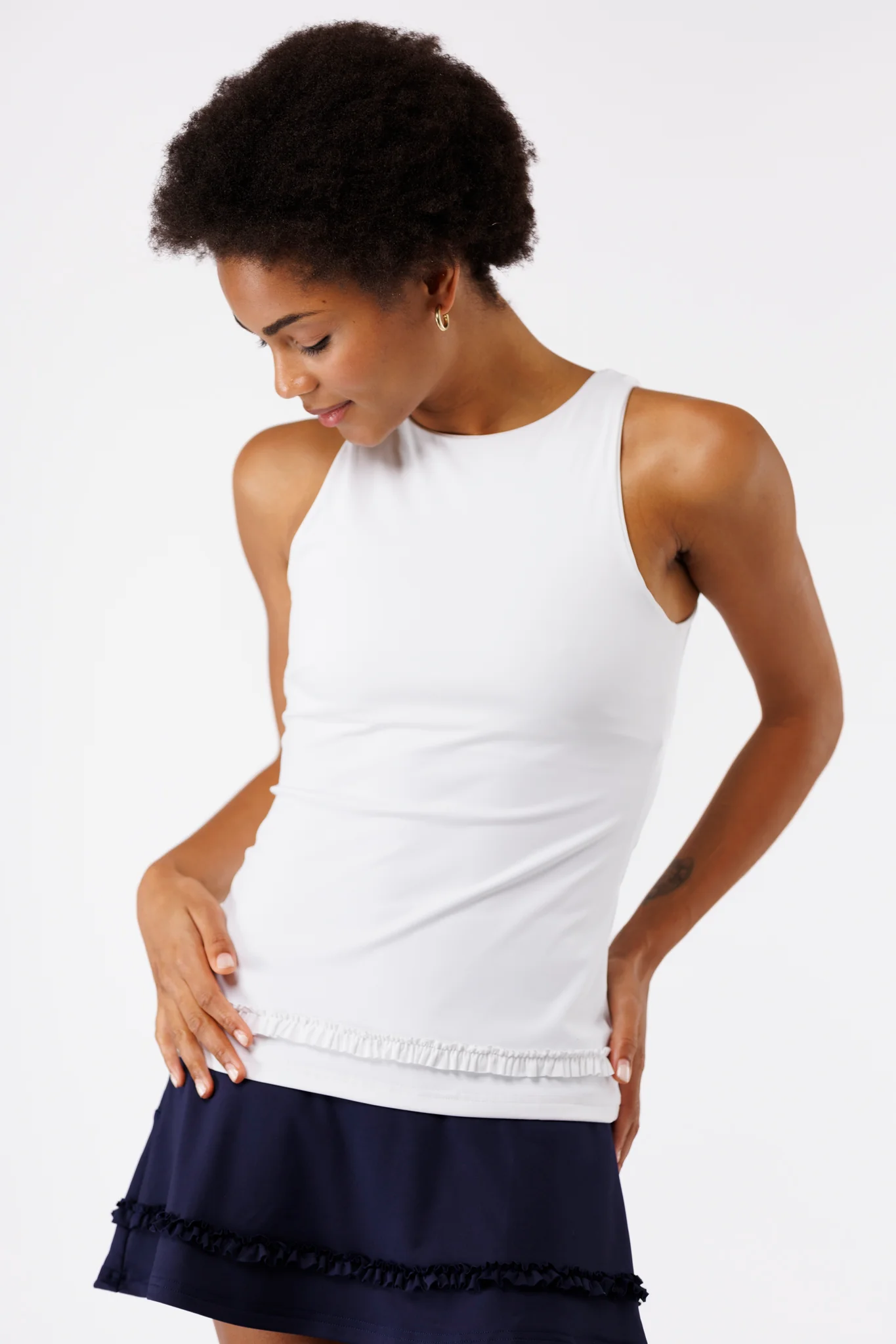 Avalon Ruffle Tank - White - Image 4