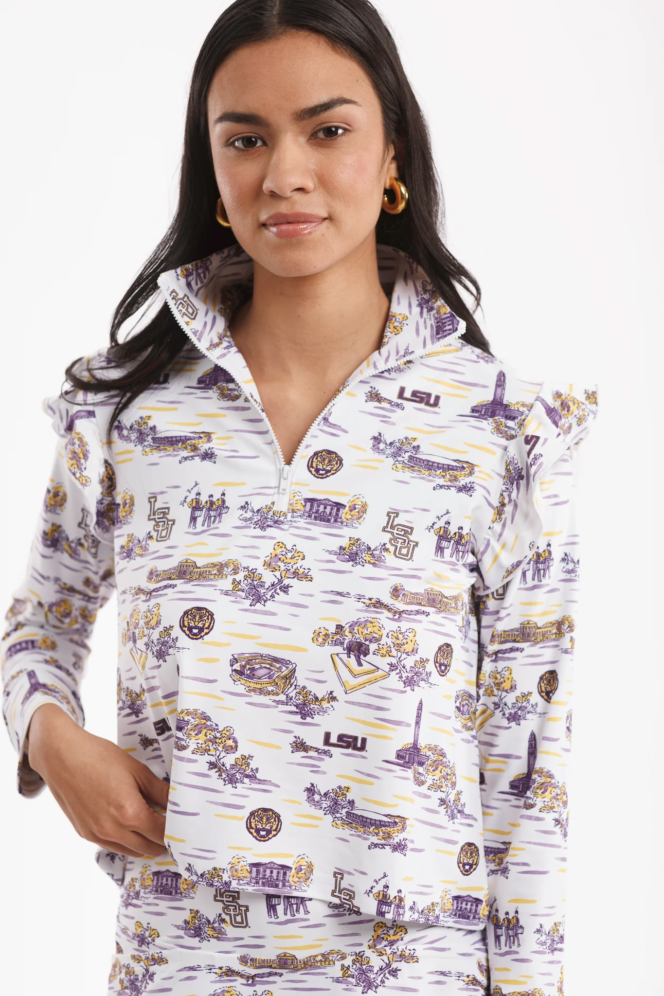 Grayson 1/4 Zip Pullover - LSU Toile - Image 3