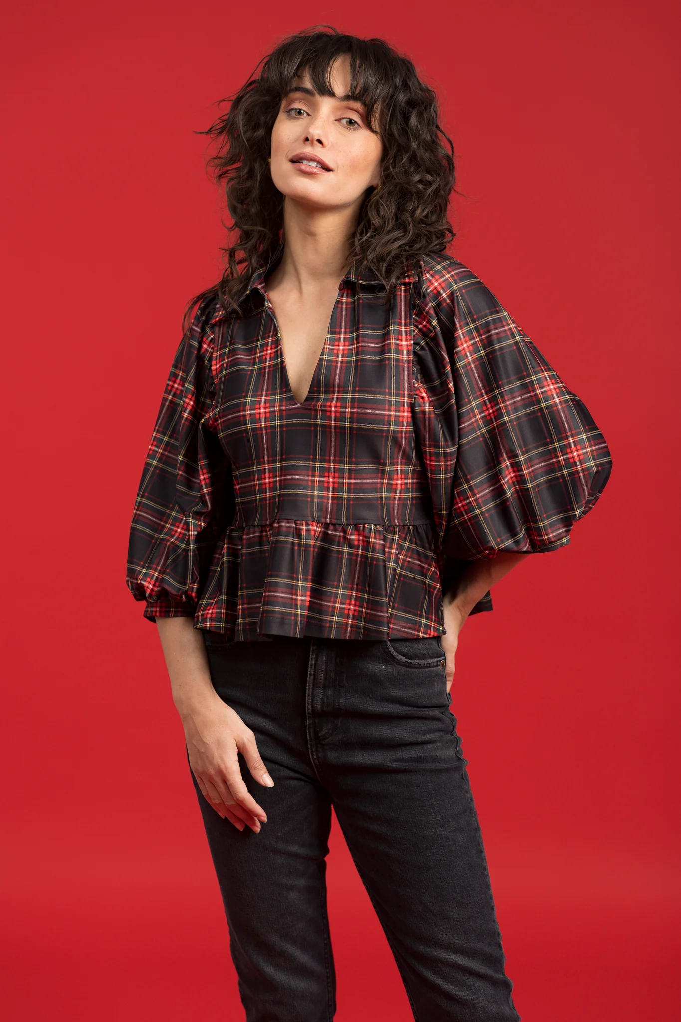 Wren Top - Yuletide Plaid - Image 3